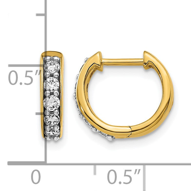 14K Gelbgold Creolen mit echten Diamanten und Klappscharnier
