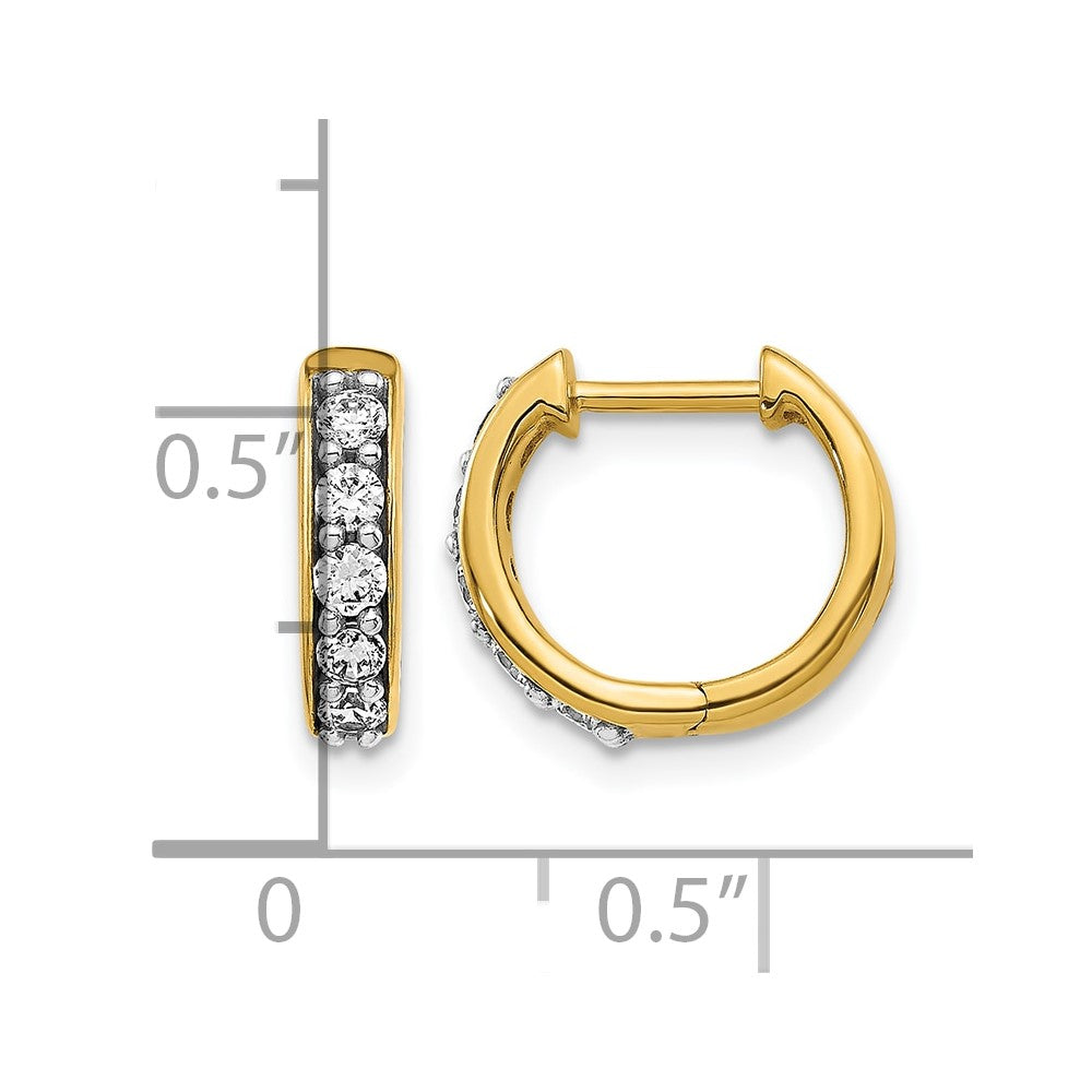 14K Gelbgold Creolen mit echten Diamanten und Klappscharnier