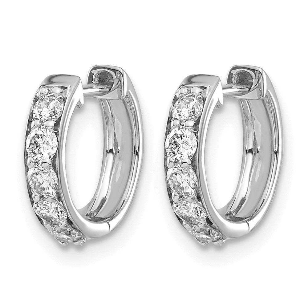 14K Weißgold Creolen mit echten Diamanten und Klappscharnier