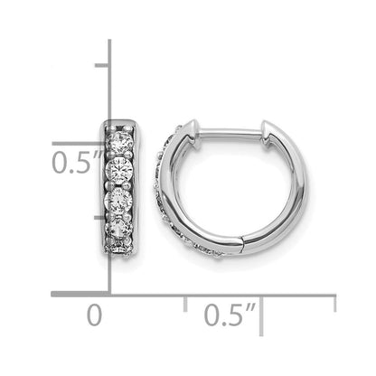 14K Weißgold Creolen mit echten Diamanten und Klappscharnier