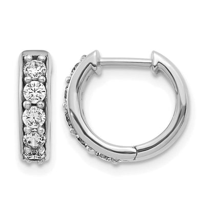 14K Weißgold Creolen mit echten Diamanten und Klappscharnier