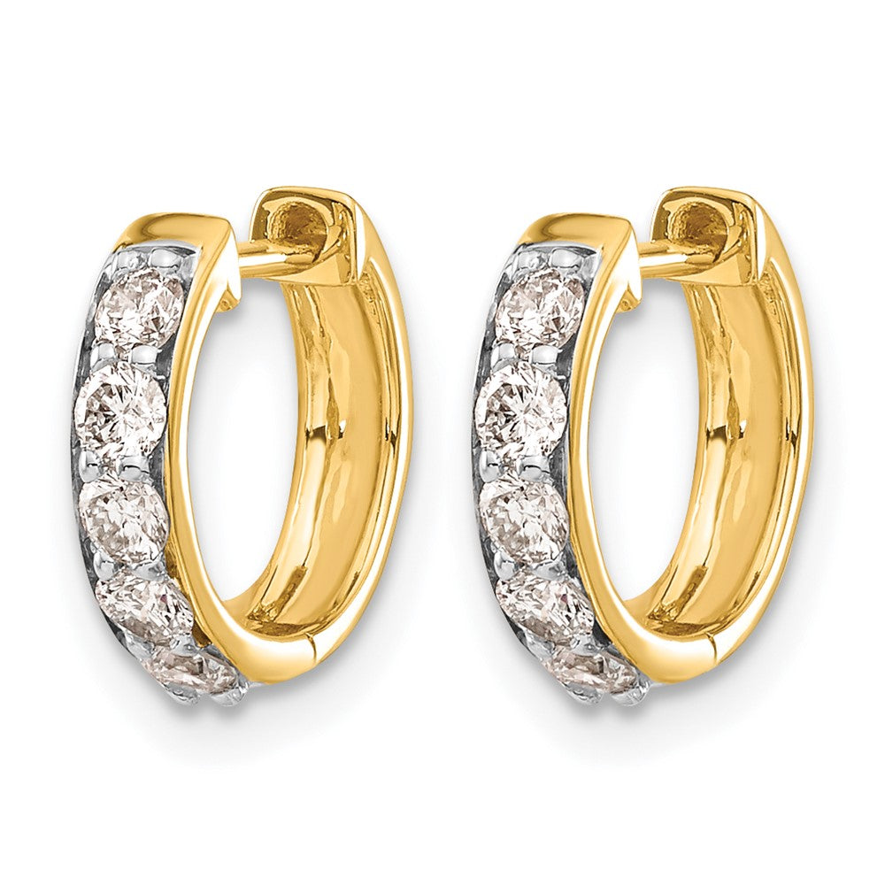 14K Gelbgold Creolen mit echten Diamanten und Klappscharnier