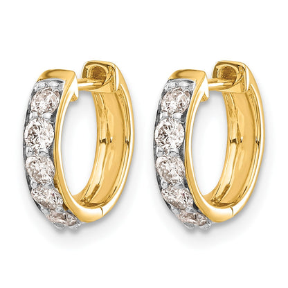 14K Gelbgold Creolen mit echten Diamanten und Klappscharnier