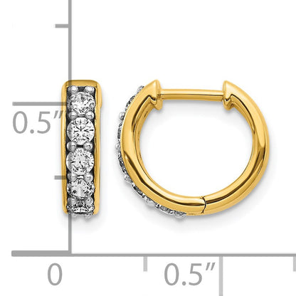 14K Gelbgold Creolen mit echten Diamanten und Klappscharnier