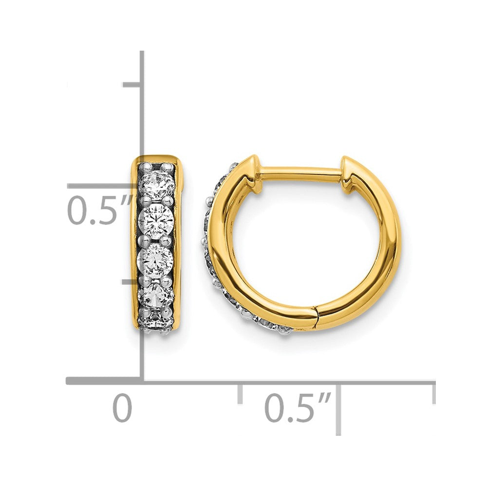 14K Gelbgold Creolen mit echten Diamanten und Klappscharnier