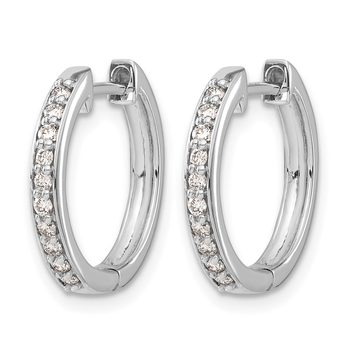 14K Weißgold Creolen mit Klappscharnier und echten Diamanten