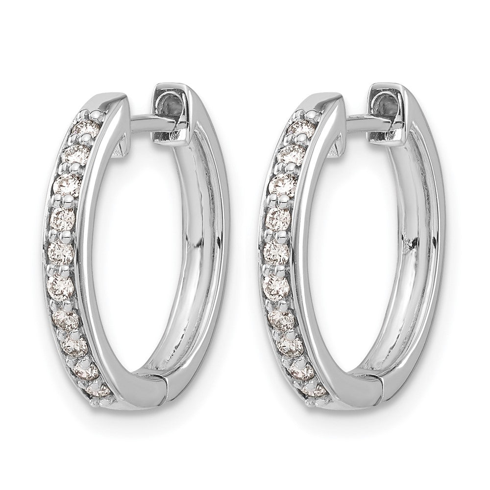 14K Weißgold Creolen mit Klappscharnier und echten Diamanten