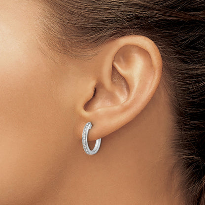 14K Weißgold Creolen mit Klappscharnier und echten Diamanten