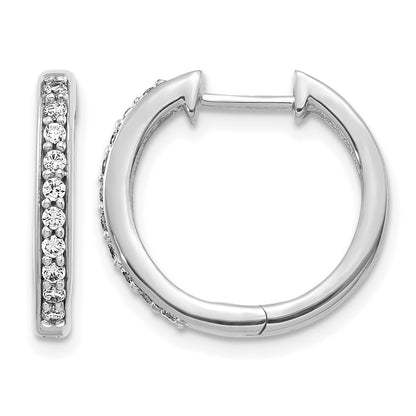 14K Weißgold Creolen mit Klappscharnier und echten Diamanten