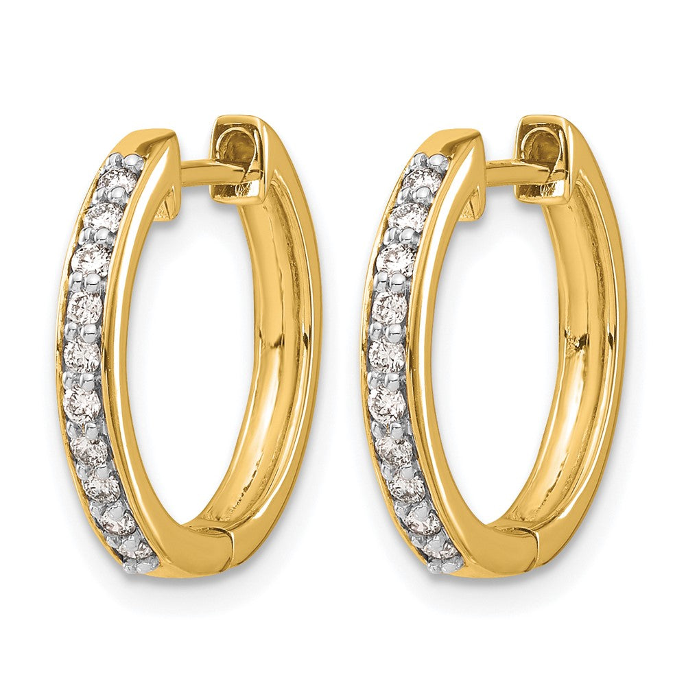 14K Gelbgold Creolen mit echten Diamanten und Scharnier