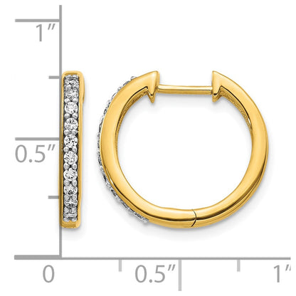 14K Gelbgold Creolen mit echten Diamanten und Scharnier