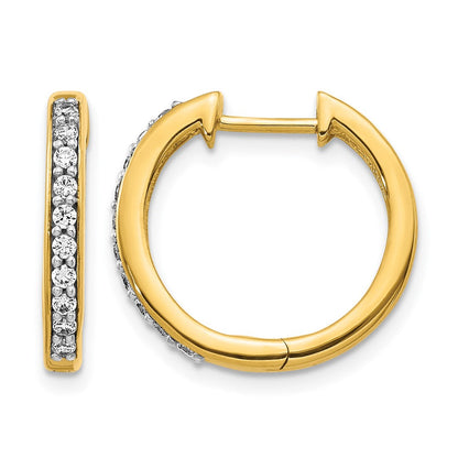 14K Gelbgold Creolen mit echten Diamanten und Scharnier