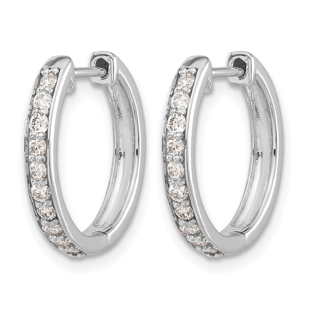 14K Weißgold Creolen mit echten Diamanten und Scharniermechanismus