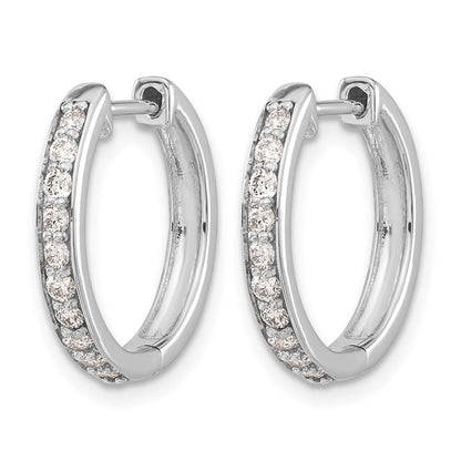 14K Weißgold Creolen mit echten Diamanten und Scharniermechanismus