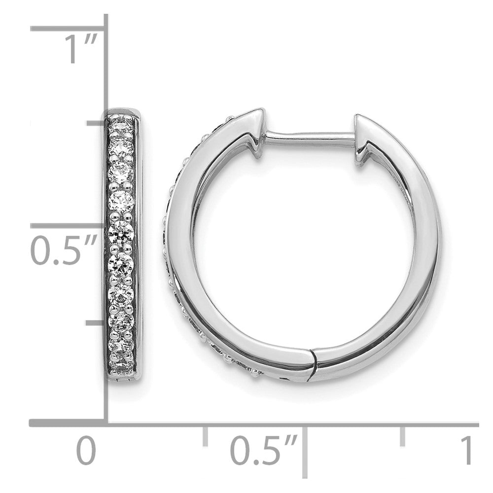14K Weißgold Creolen mit echten Diamanten und Scharniermechanismus
