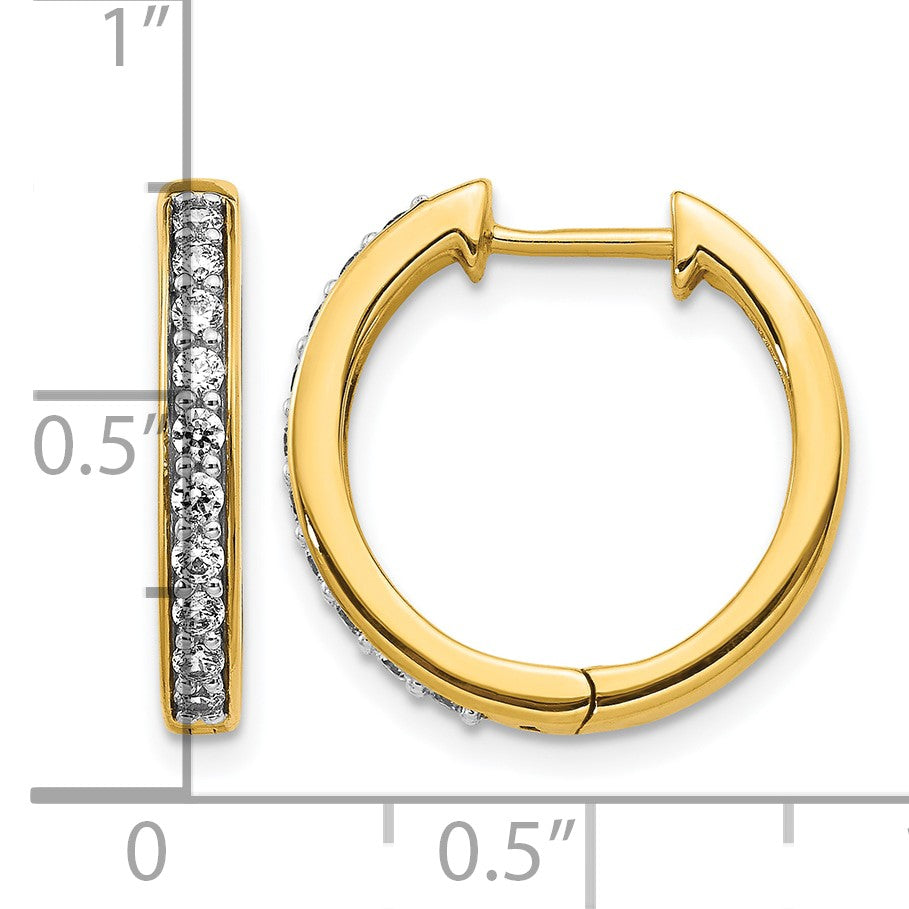 14K Gelbgold Creolen mit echten Diamanten und Klappscharnier