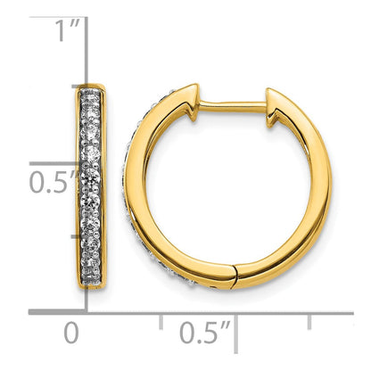 14K Gelbgold Creolen mit echten Diamanten und Klappscharnier