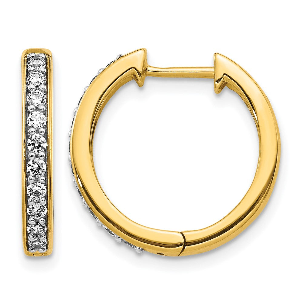 14K Gelbgold Creolen mit echten Diamanten und Klappscharnier
