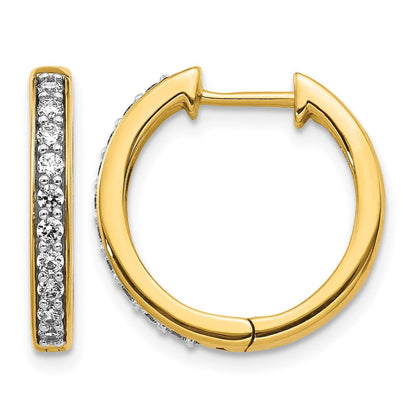 14K Gelbgold Creolen mit echten Diamanten und Klappscharnier
