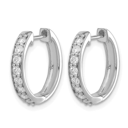 14K Weißgold Creolen mit echten Diamanten und Klappscharnier