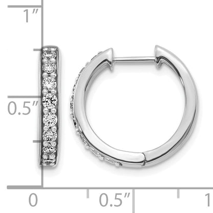 14K Weißgold Creolen mit echten Diamanten und Klappscharnier