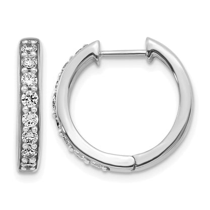 14K Weißgold Creolen mit echten Diamanten und Klappscharnier