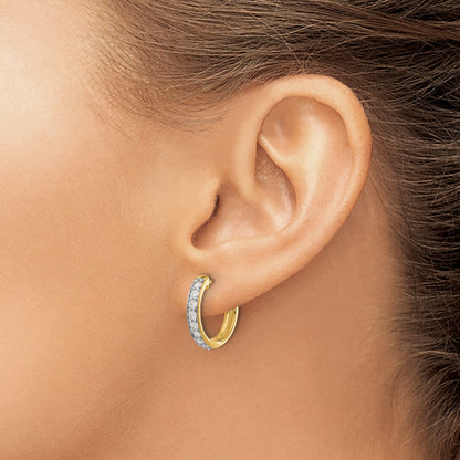 14K Gelbgold Creolen mit echten Diamanten
