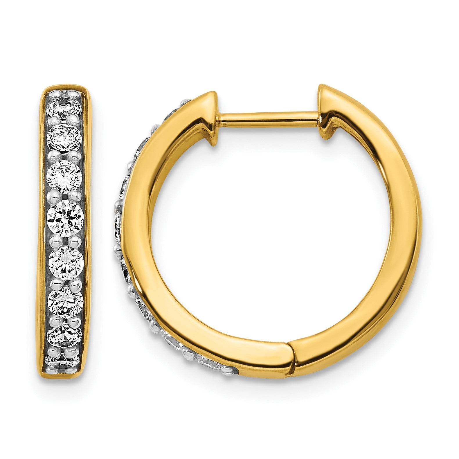 14K Gelbgold Creolen mit echten Diamanten