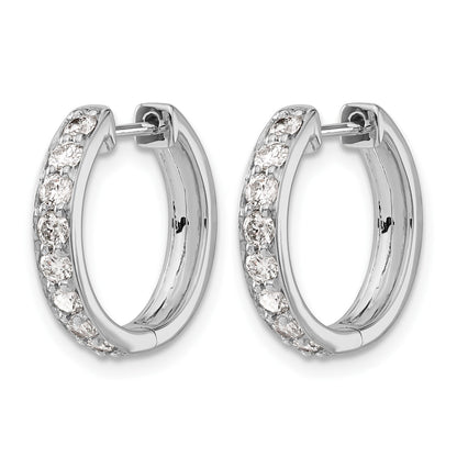 14K Weißgold Creolen mit echten Diamanten und Scharnier
