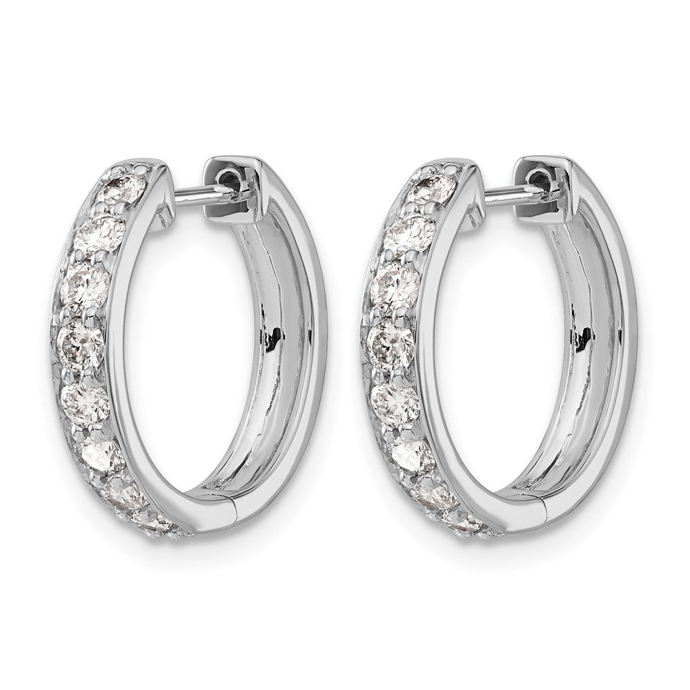14K Weißgold Creolen mit echten Diamanten und Scharnier