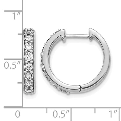14K Weißgold Creolen mit echten Diamanten und Scharnier