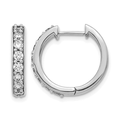 14K Weißgold Creolen mit echten Diamanten und Scharnier