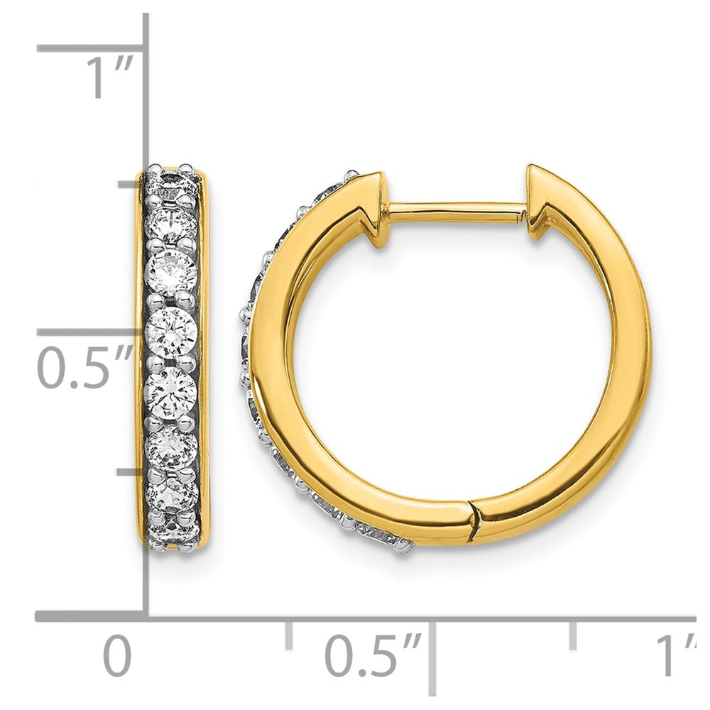 14K Gelbgold Creolen mit echten Diamanten und Scharnier