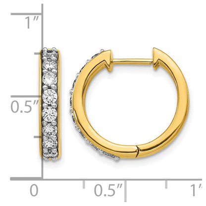 14K Gelbgold Creolen mit echten Diamanten und Scharnier