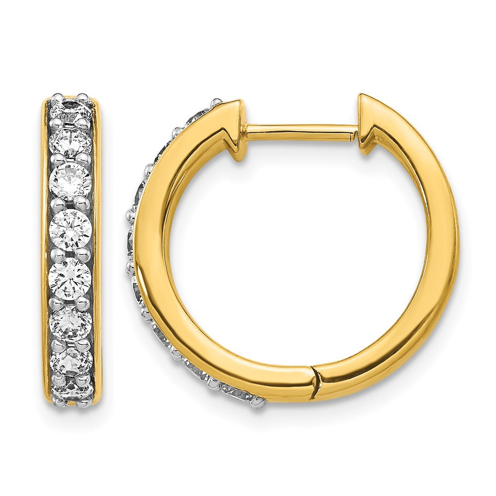 14K Gelbgold Creolen mit echten Diamanten und Scharnier