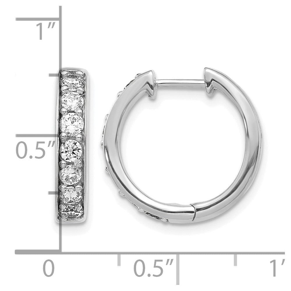14K Weißgold Creolen mit 1 ct. Laborgezüchteten Diamanten VS/SI+ G+ mit Scharnier
