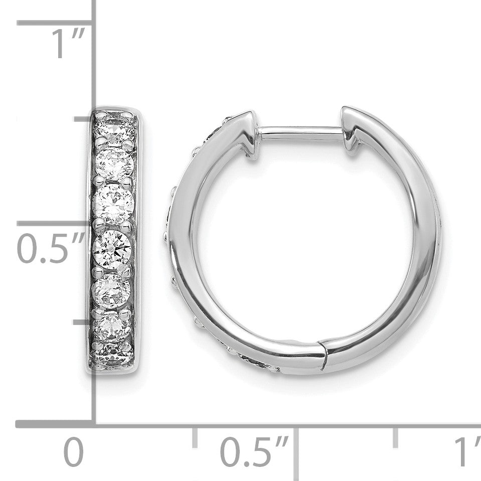 14K Weißgold Creolen mit echten Diamanten (Scharniercreolen)
