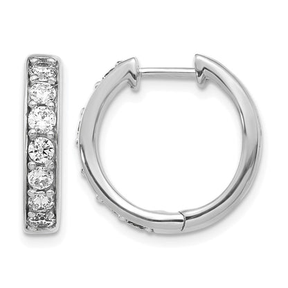 14K Weißgold Creolen mit echten Diamanten (Scharniercreolen)