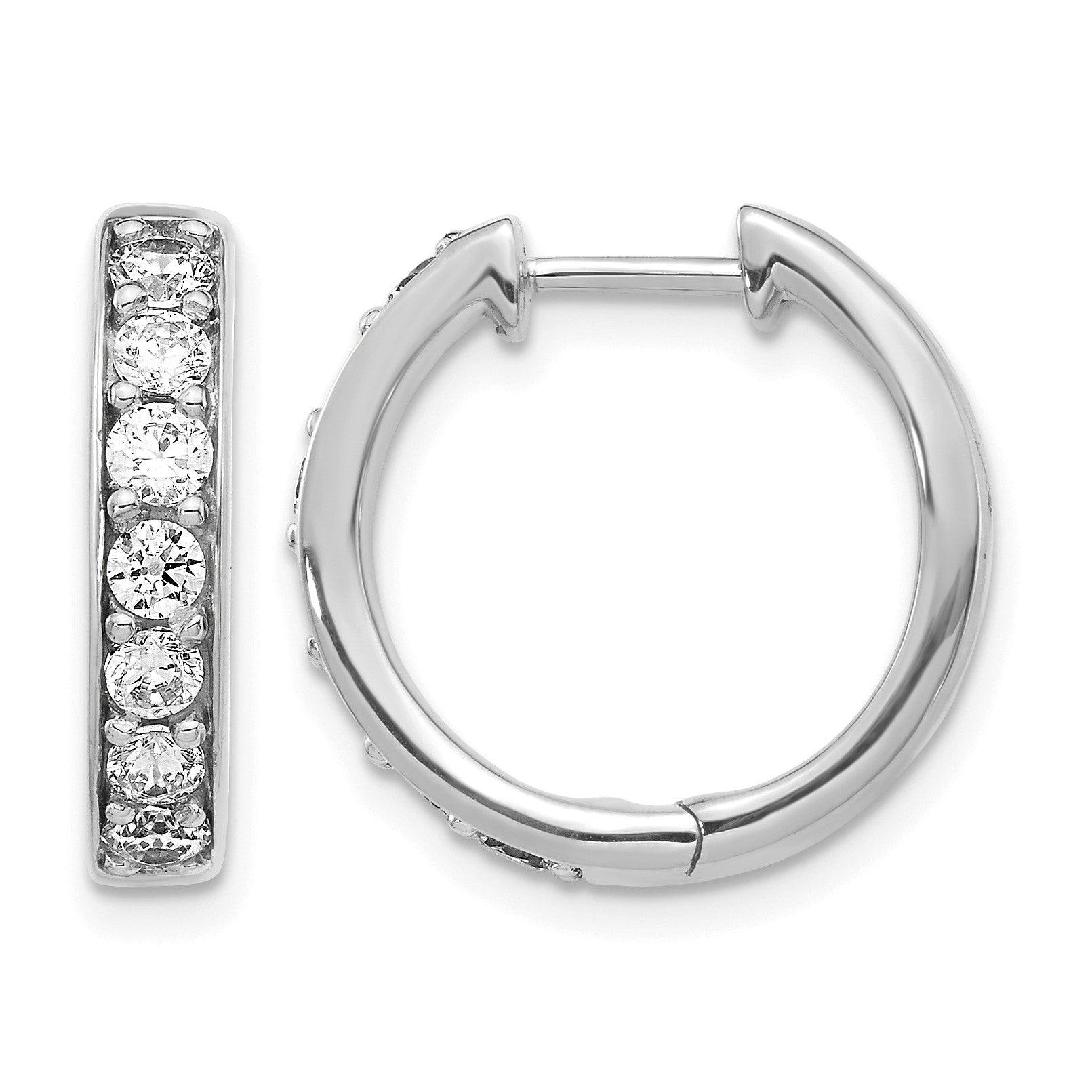 14K Weißgold Creolen mit echten Diamanten (Scharniercreolen)