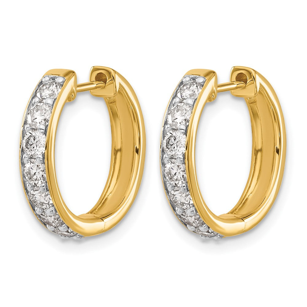 14K Gelbgold Creolen mit 1 ct. im Labor gezüchteten Diamanten VS/SI+ G+ und Scharnierverschluss
