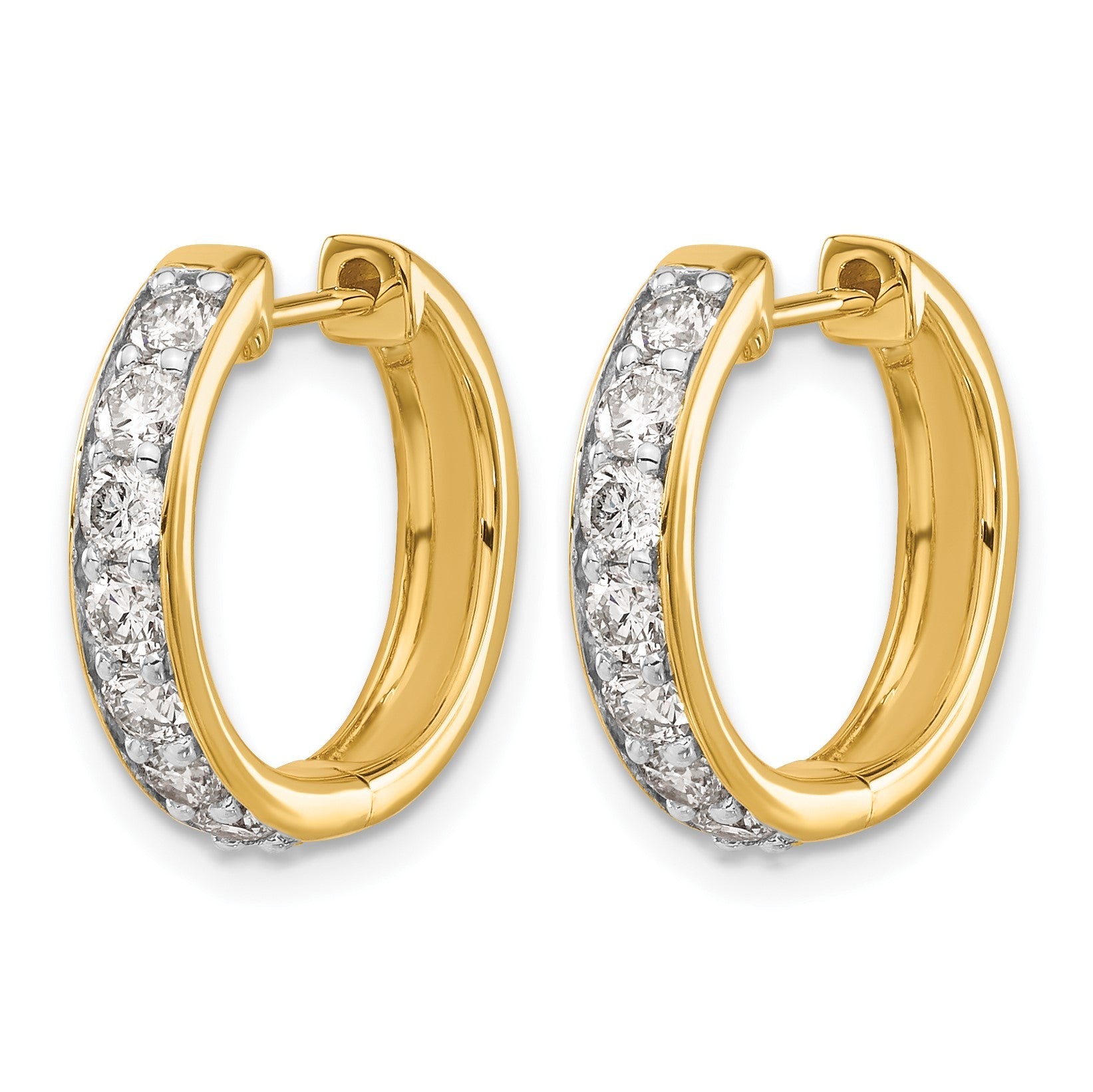 14K Gelbgold Creolen mit echten Diamanten und Scharniergelenk