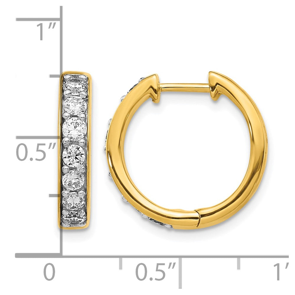 14K Gelbgold Creolen mit 1 ct. im Labor gezüchteten Diamanten VS/SI+ G+ und Scharnierverschluss