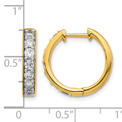 14K Gelbgold Creolen mit echten Diamanten und Scharniergelenk