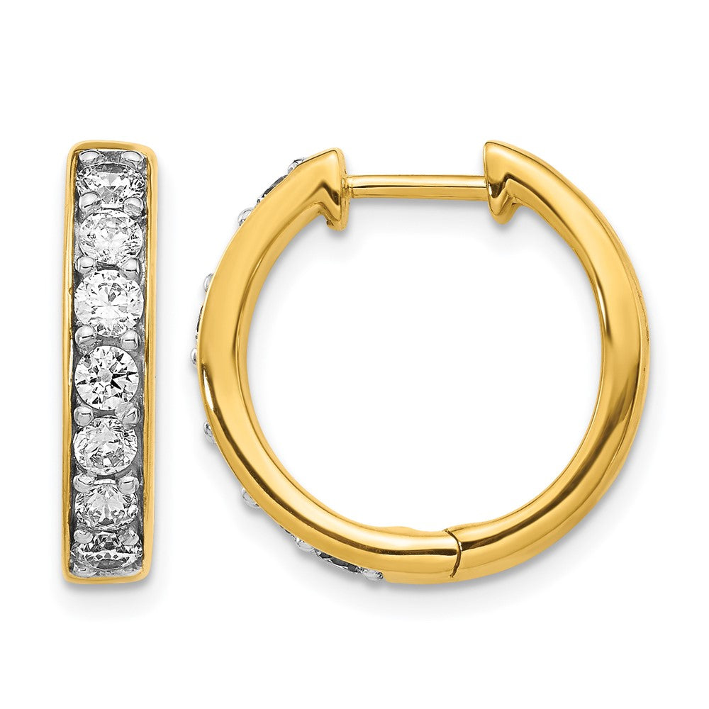 14K Gelbgold Creolen mit echten Diamanten und Scharniergelenk