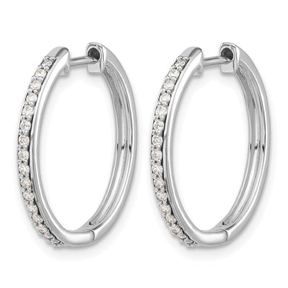 14K Weißgold Creolen mit echten Diamanten und Scharnier