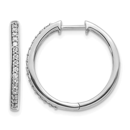 14K Weißgold Creolen mit echten Diamanten und Scharnier