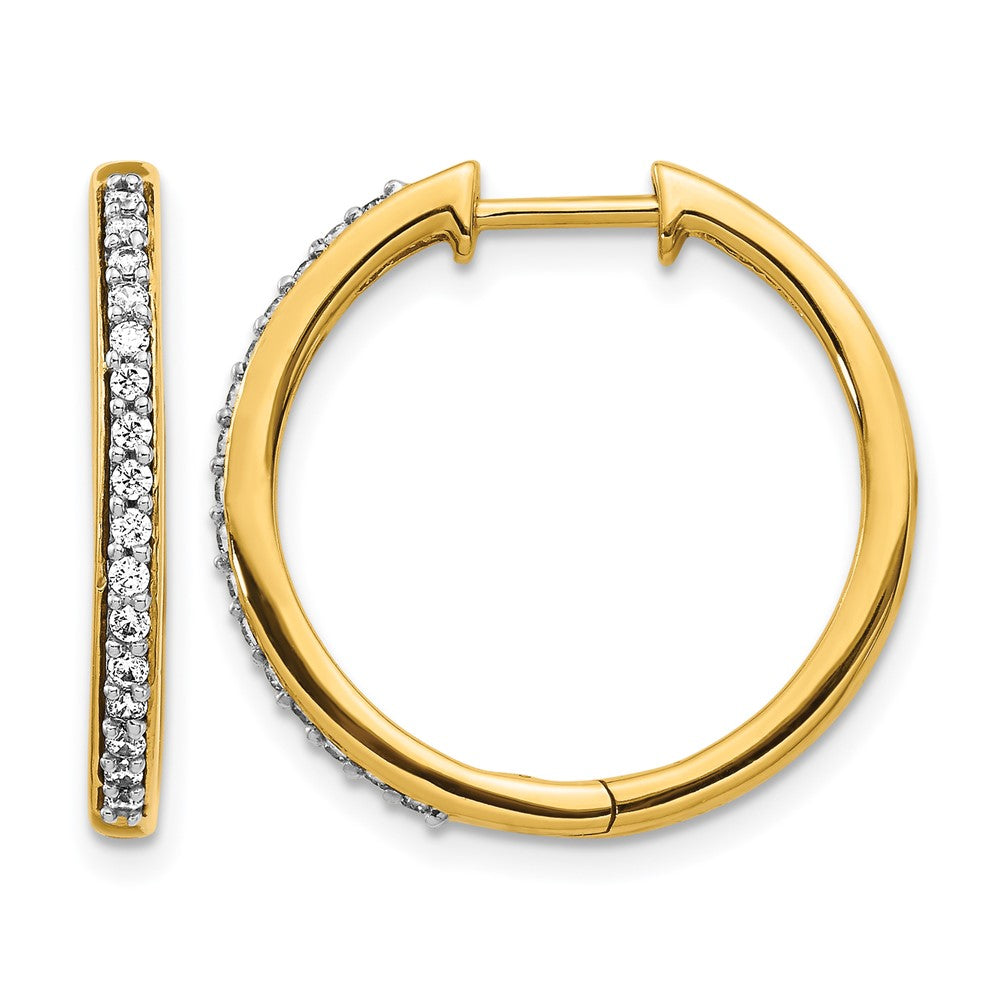 14K Gelbgold Creolen mit Klappscharnier und echten Diamanten