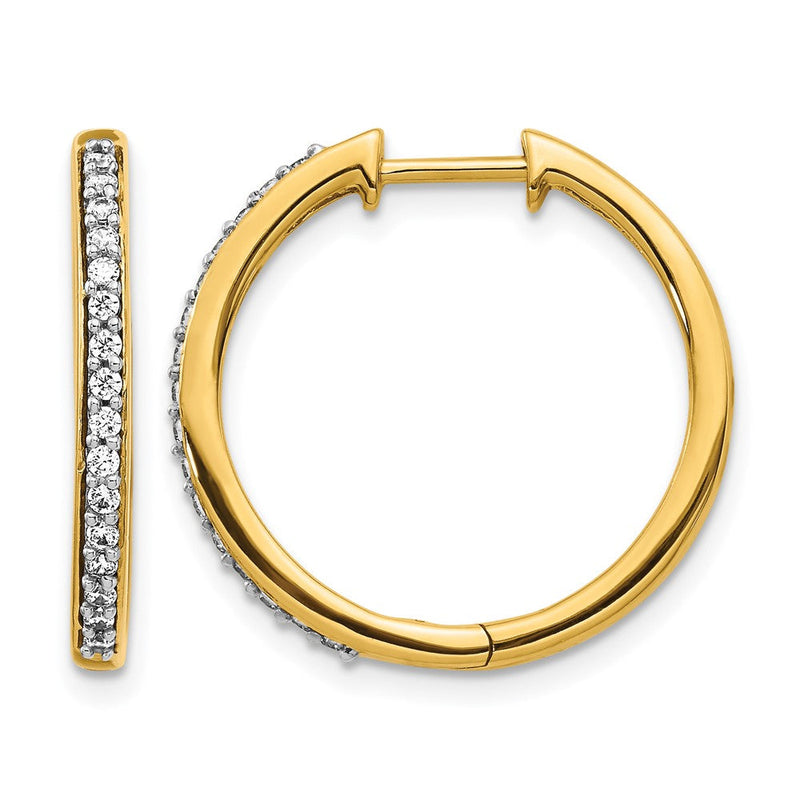 14K Gelbgold Creolen mit Klappscharnier und echten Diamanten