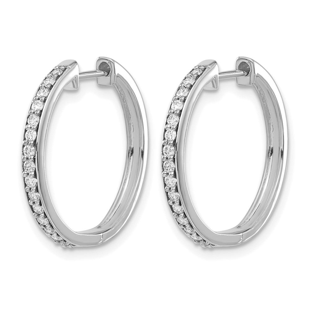 14K Weißgold Creolen mit echten Diamanten und Klappscharnier