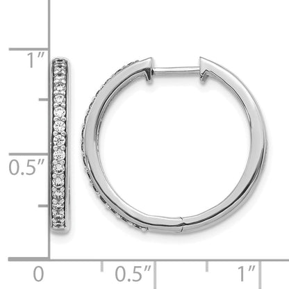 14K Weißgold Creolen mit echten Diamanten und Klappscharnier